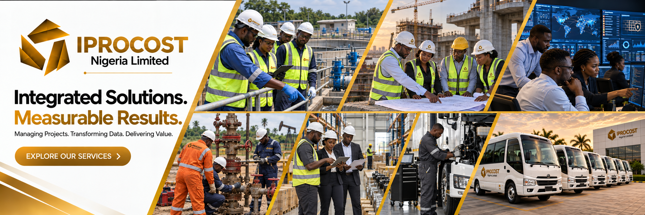 IPROCOST teams supporting wastewater treatment, oil well maintenance, logistics, and vehicle services